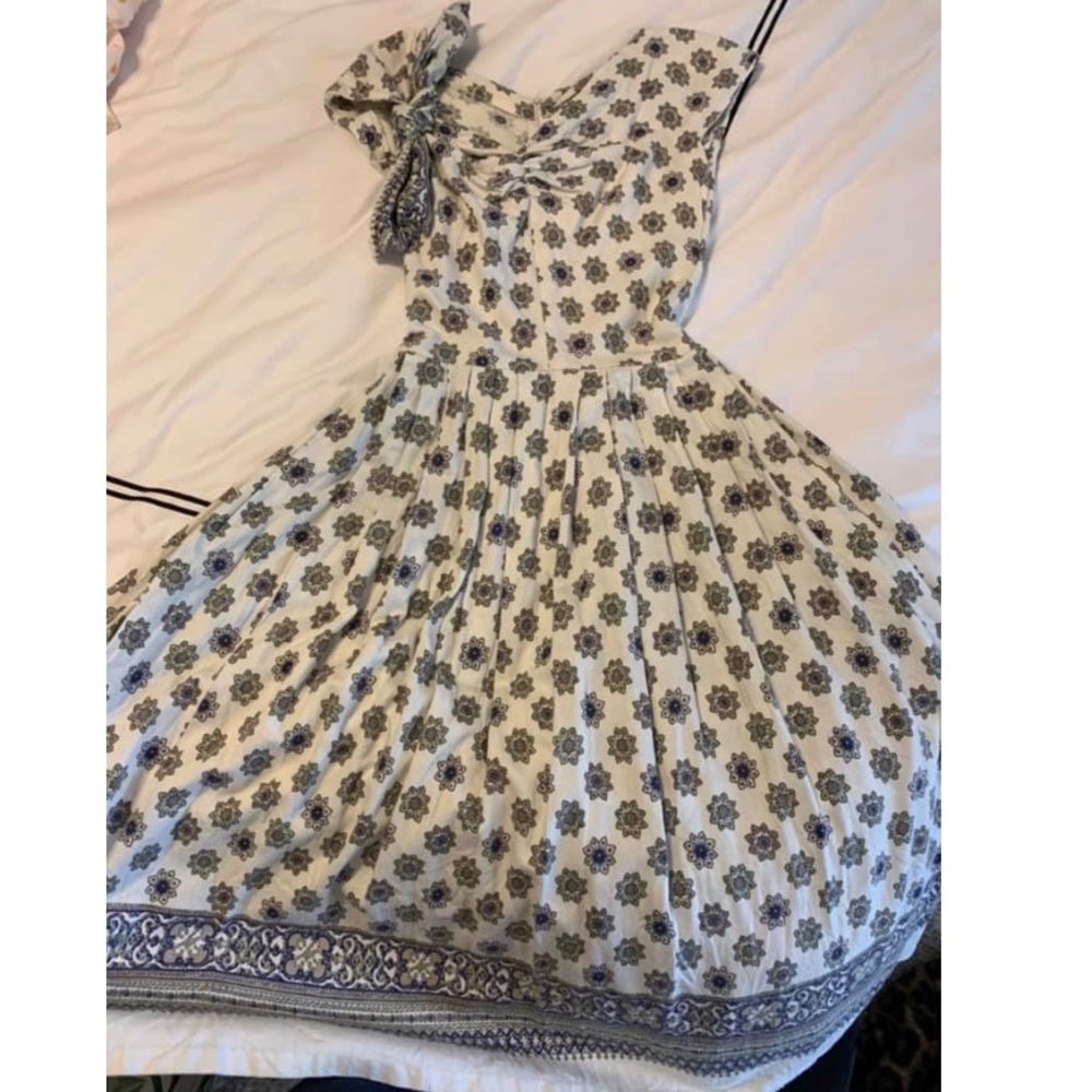 Vintage soft geometric midi summer dress xxs 1950s